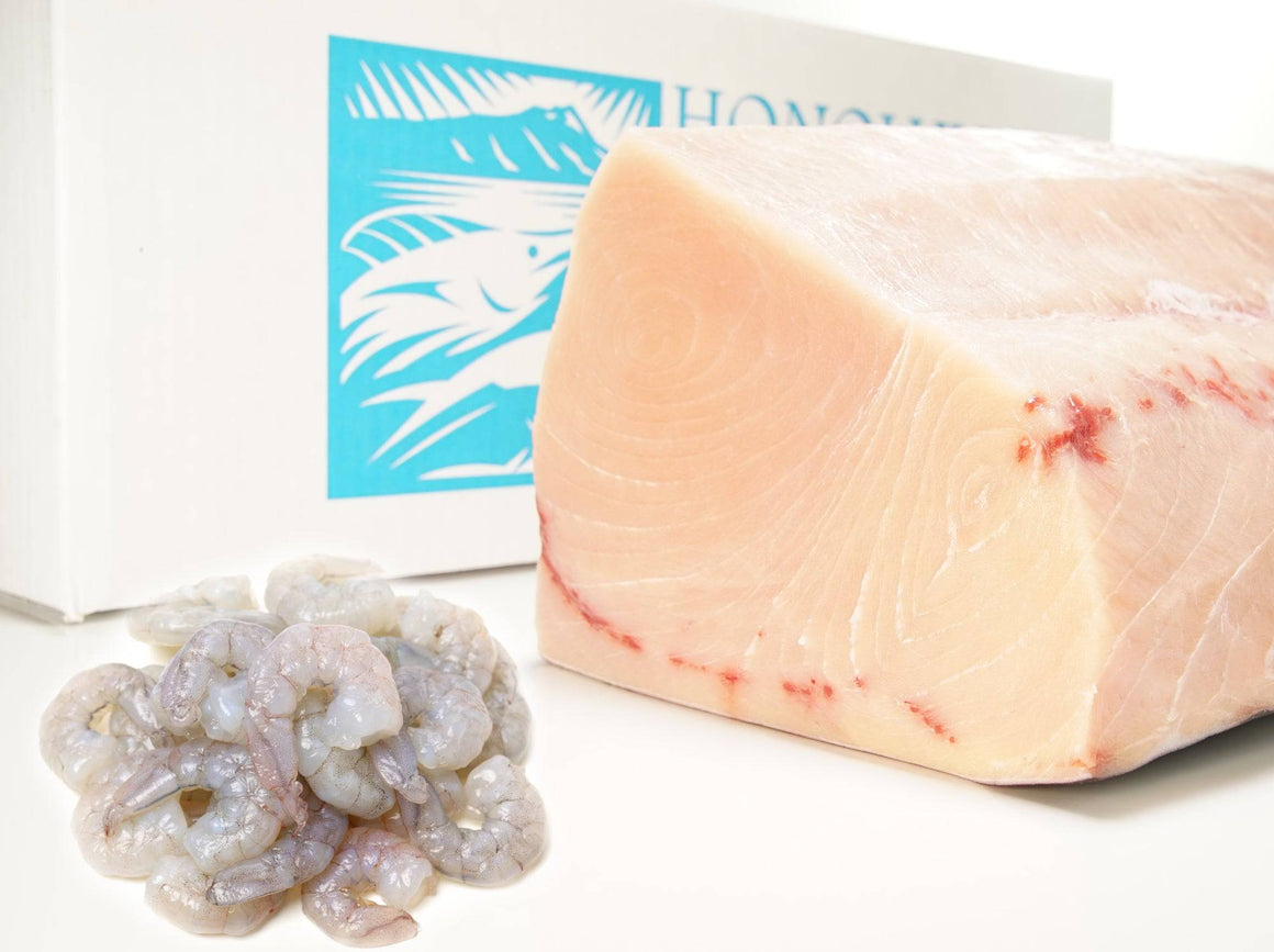 Hawaiian Swordfish 2 lbs And Gourmet White Shrimp 4 lbs - Honolulu Fish