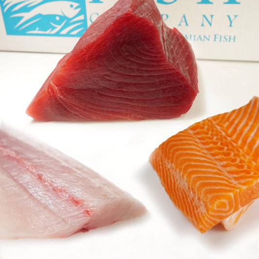 Ahi, Scottish Steelhead & Kona Kanpachi Sashimi 3 lbs - Honolulu Fish