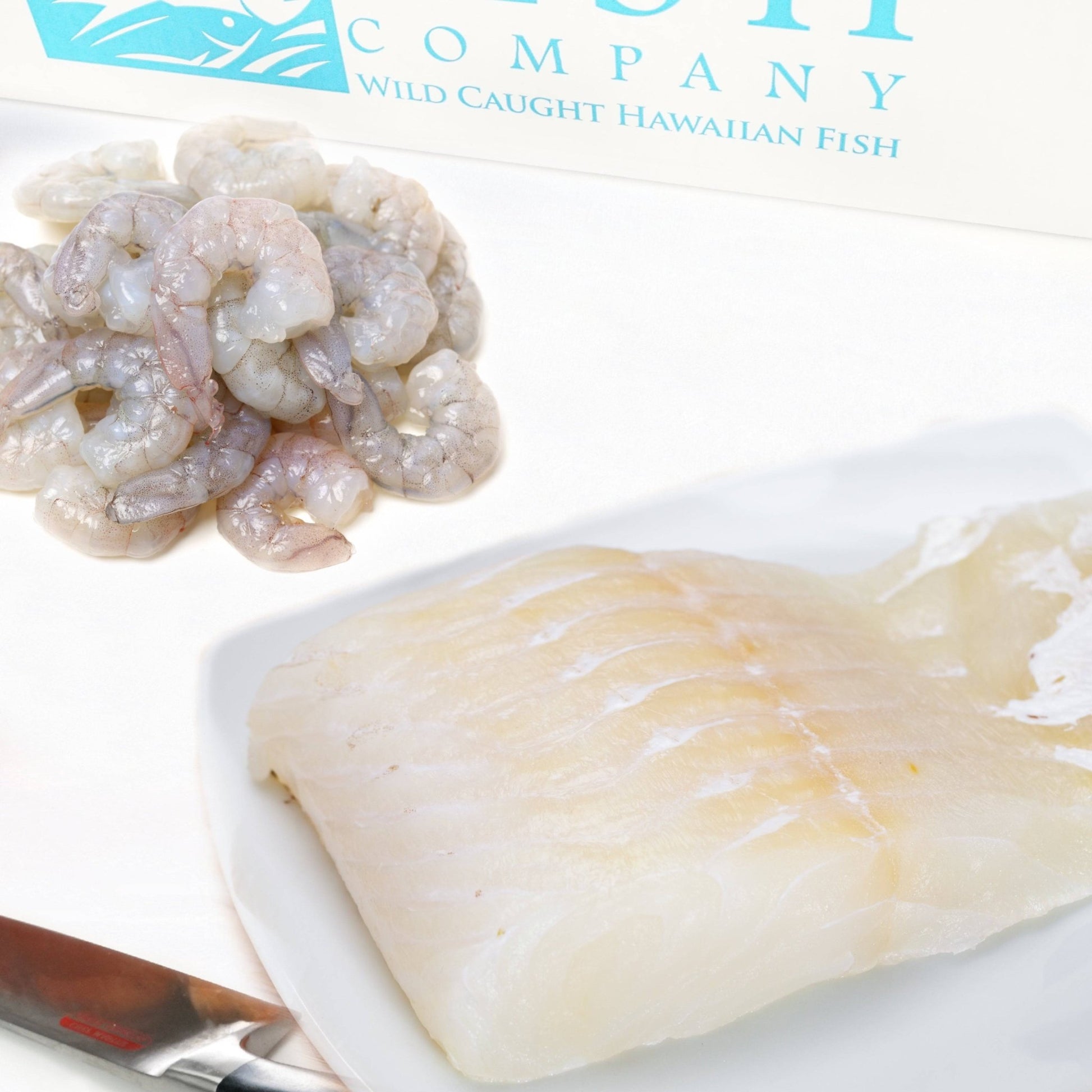 Alaskan Halibut 1 lb And Gourmet White Shrimp 2 lbs - Honolulu Fish